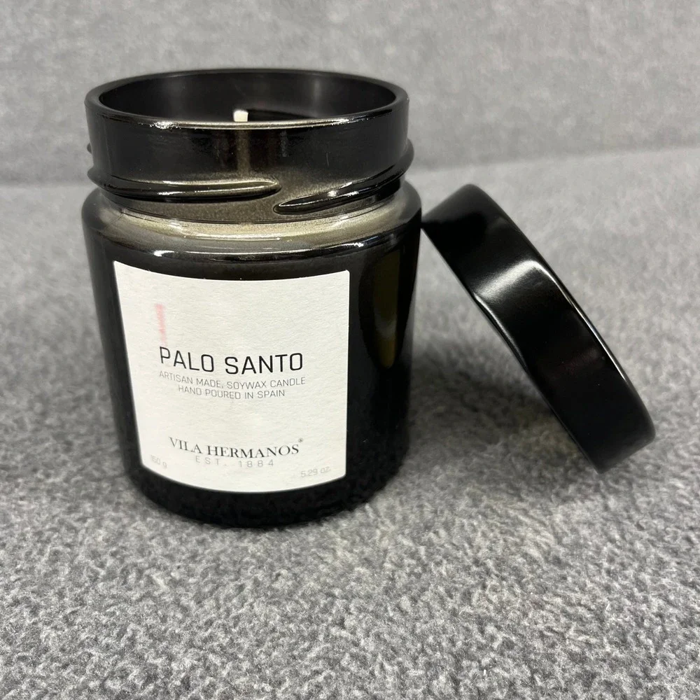 Vila Hermanos Palo Santo Candle 5.29 oz Black Soy Wax Artisan Hand Poured